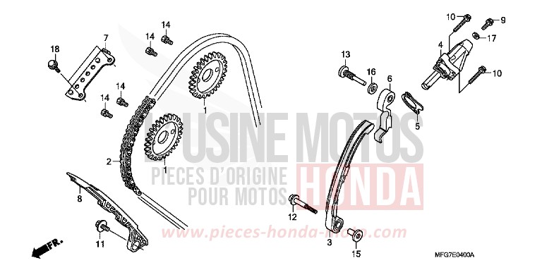 NOCKENWELLENKETTE/SPANNVORRICHTUNG von Hornet ABS PEARL SIENA RED (R320) von 2009